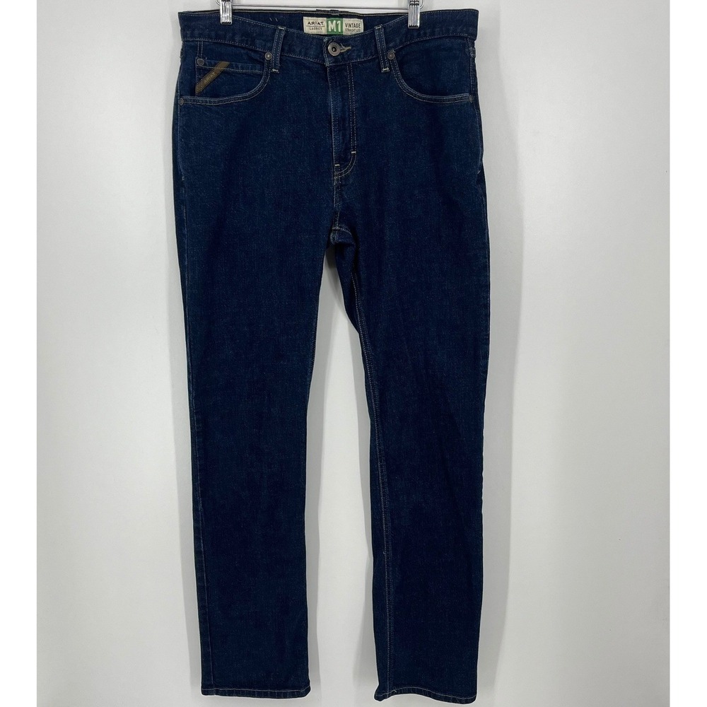 Ariat M1 Legacy Mens Straight Leg Jeans 35x36 Dark Wash Abraded Rinse